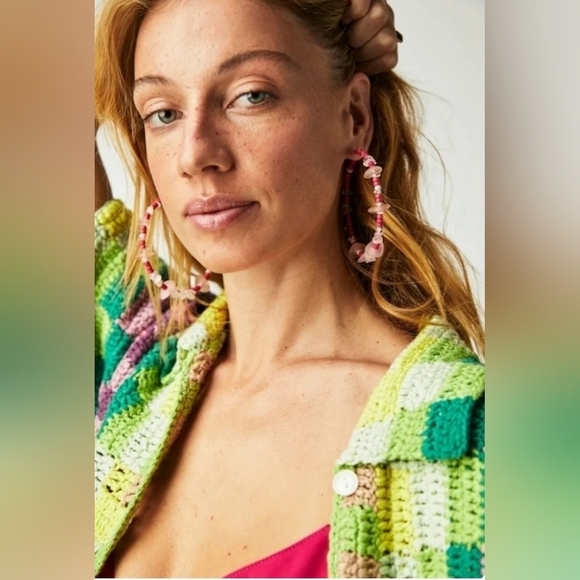 Free People Jewelry - Anthropologie,  Hoop Earrings, Pink - NWOT!!!